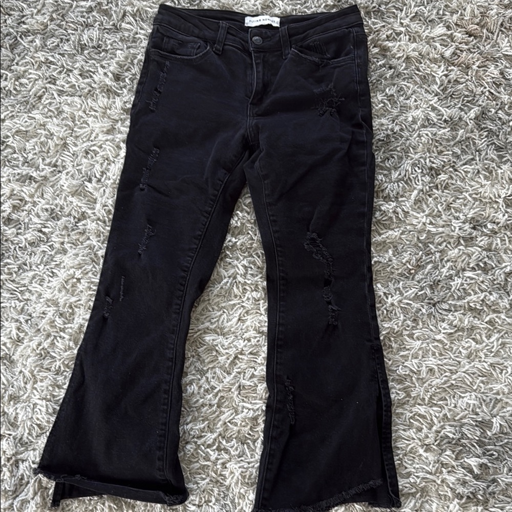 Black  Distressed crop  Jeans